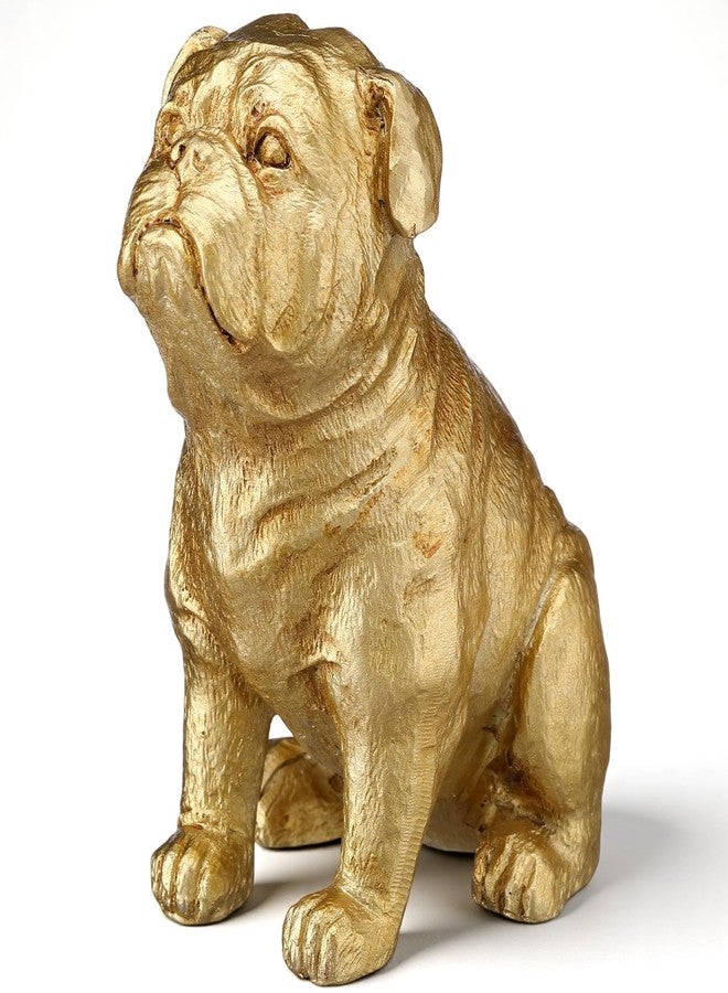 BrightRow Gold Bulldog Statue, 4.3'' Bulldog Figurine Mini Resin Dog Statue Home Decor for Room, Office, Desktop, Bookshelf, Desktop - Image 1